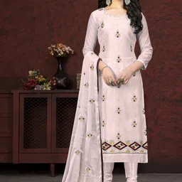 SAINOOR Embroidered Semi-Stitched Dress Material-picture-24