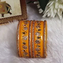 TAJ BRIDAL STORE Set Of 6 Kundan-Rhinestones Studded Bangles-picture-40