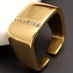 MAHTTAB Gold-Plated Cubic Zirconia studded Finger Ring-picture-13