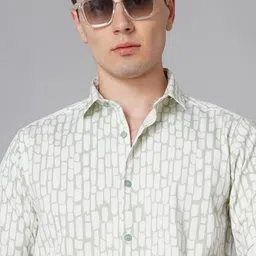 THE BEETEL HOUSE Men Standard Slim Fit Spread Collar Abstract Printed Cotton Casual Shirt image 3