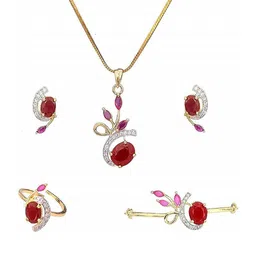 Alloy Gold-plated Gold, White, Red Jewellery Set (Pack of 1)-image-10
