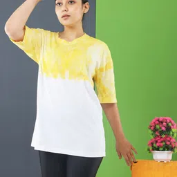 LAPPEN FASHION Women Dyed Round Neck Cotton Oversized T-shirt-image-11