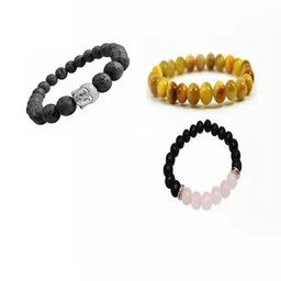 Divine souvenirs Unisex Set Of 3 Artificial Beaded Elasticated Bracelets-picture-56