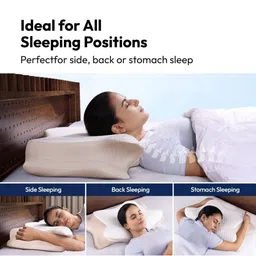 FRIDO Beige Memory Foam Filled Faux Velvet Breathable Sleep Pillow image 5