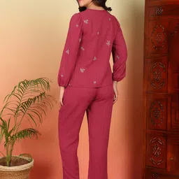 HERE&NOW Embroidered Round Neck Top & Trousers Co-Ords image 4