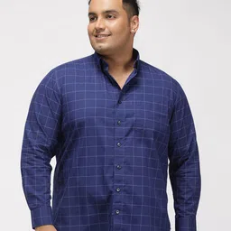 Big Hello - The Plus Life Plus Size Windowpane Checked Long Sleeves Cotton Shirt-picture-23