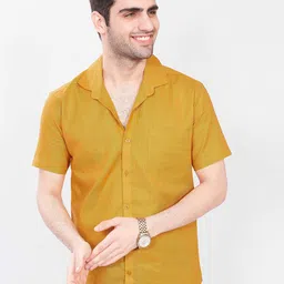 DIVISIVE Men Comfort Slim Fit Solid Cuban Collar Cotton Casual Shirt-image-47
