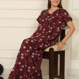 Sweet Dreams Women Floral Printed Maxi Regular Nightdress-image-21