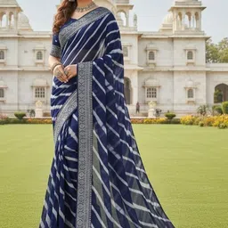 Moda Rapido Women Leheriya Printed Pure Georgette Saree With Unstitched Blouse-picture-23