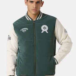 Pepe Jeans Men Stand Collar Colourblocked Bomber Jacket-picture-34