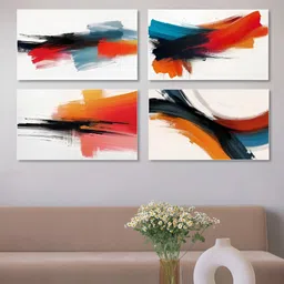 nestroots White & Red 4 Pieces Canvas Exquisite Four-Painting Wall Art-picture-18