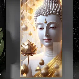 THE NEXT DECOR Sacred Stillness Buddha Glass Finish Vertical Wall Art-image-16