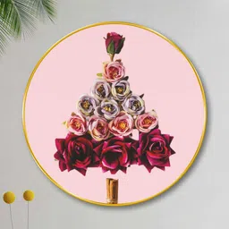 Myntra Elegant Homes Pink Hallway Round Portrait Rose Tree Painting Wall Art 20" x 20" image 4