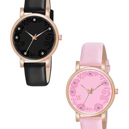 Gopal Shopcart Women Embellished Dial & Straps Analogue 2 Watch C36RG BLK PINK R2 Leather-picture-16