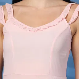 T TRYON ULTIMATE Ruffled Georgette Shoulder Straps Fit & Flare Maxi Dress image 4