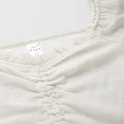 aayu Casual Regular Sleeves Self Design Women White Top image 5