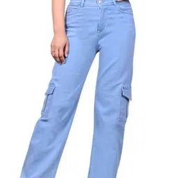 zaristaa Women Flared Mid Rise Light Blue Jeans-picture-14