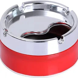 affodyl Round Cigarette with Spinning Portable Lids Smoking for Home Red Steel, Plastic Ashtray-picture-12