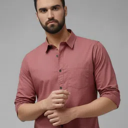 metronaut Men Regular Fit Solid Spread Collar Casual Shirt image 2