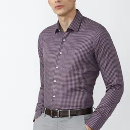 van heusen Men Slim Fit Checkered Spread Collar Formal Shirt image 4