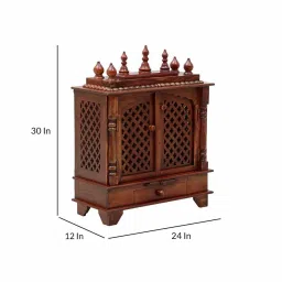 d'dass Honey Finish Sheesham Wood & MDF Wall Mounted Mandir With Door image 5