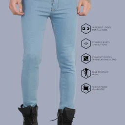 lzard Men Slim Mid Rise Light Blue Jeans-picture-12