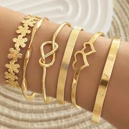 Jewels Galaxy Set Of 6 Gold-Plated Charm Bracelets-picture-21