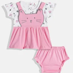BABYMAX Infant Girls Printed Pure Cotton Pinafore Dress With Bloomers-image-27