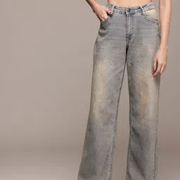 The Roadster Life Co. Women Wide Leg Heavy Fade Stretchable Jeans-image-49