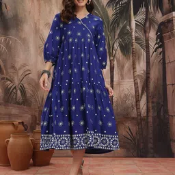 Sangria Printed Pleated Tiered Midi Wrap Style Dress image 5