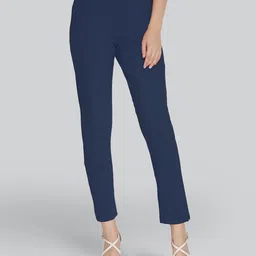 LYRA Women Blue Smart Solid Trouser-image-29