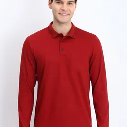 Allen Solly Men Solid Polo Collar Cotton T-shirt-picture-19