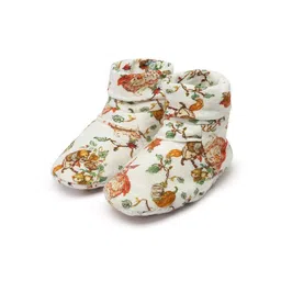 THE BABY TRUNK Infant Red Riding Hood Print Organic Cotton Booties-picture-10