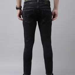 SPYKAR Men Black Kano Slim Fit Mid-Rise Clean Look Stretchable Ankle-Length Jeans image 4