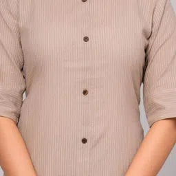 NAVYAAZRI Women Striped Calf Length Regular Pure Cotton A-Line Kurta with Palazzos image 5