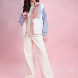 DressBerry Colourblocked Mock Collar Bomber Jacket image 5
