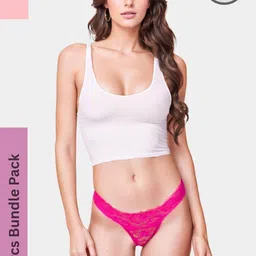 BE IN LOVE Pack Of 2 Women Solid Low Rise Anti Bacterial Lace Thongs Briefs-image-6