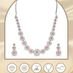 TRINK Rhodium-Plated American Diamond Studded Jewellery Set image 5