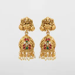 aadita Gold Plated Beaded Dome Shaped Jhumkas image 3