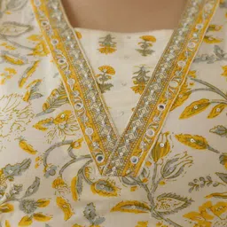 EthniFlair Women Ethnic Motifs Embroidered Empire Aari Work Pure Cotton Kurta with Patiala & With Dupatta image 2