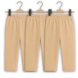 KIDAROO Girls Pack Of 3 Solid Cotton Capris-picture-26
