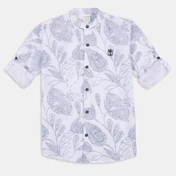 CAVIO Boys Comfort Relaxed Fit Floral Printed Mandarin Collar Cotton Casual Shirt-picture-53
