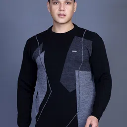 GODFREY Men Geometric Printed Round Neck Long Sleeve Pullover-image-91