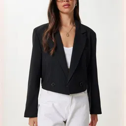 Happiness istanbul Lapel Collar Long Sleeves Crop Tailored Jacket-picture-13