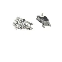 Dulcett Silver-Plated Oxidized Contemporary Face Shape Studs image 3