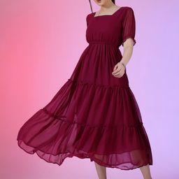 Krunal Raiyani Women Puff Sleeve Fit and Flare Dress-picture-34
