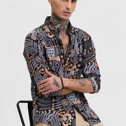 Snitch Men Smart Slim Fit Opaque Printed Casual Shirt-image-45