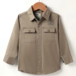 Ruff Twill Woven Full Sleeves Solid Color Shirt - Tan-picture-18