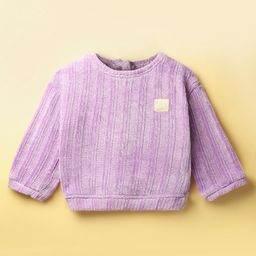 Little Kangaroos Woven Full Sleeves Sweatshirt With Text Patch - Purple-picture-37