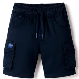 Olio Kids Denim Knit Above Knee Length Shorts With Text Print - Navy Blue-picture-20